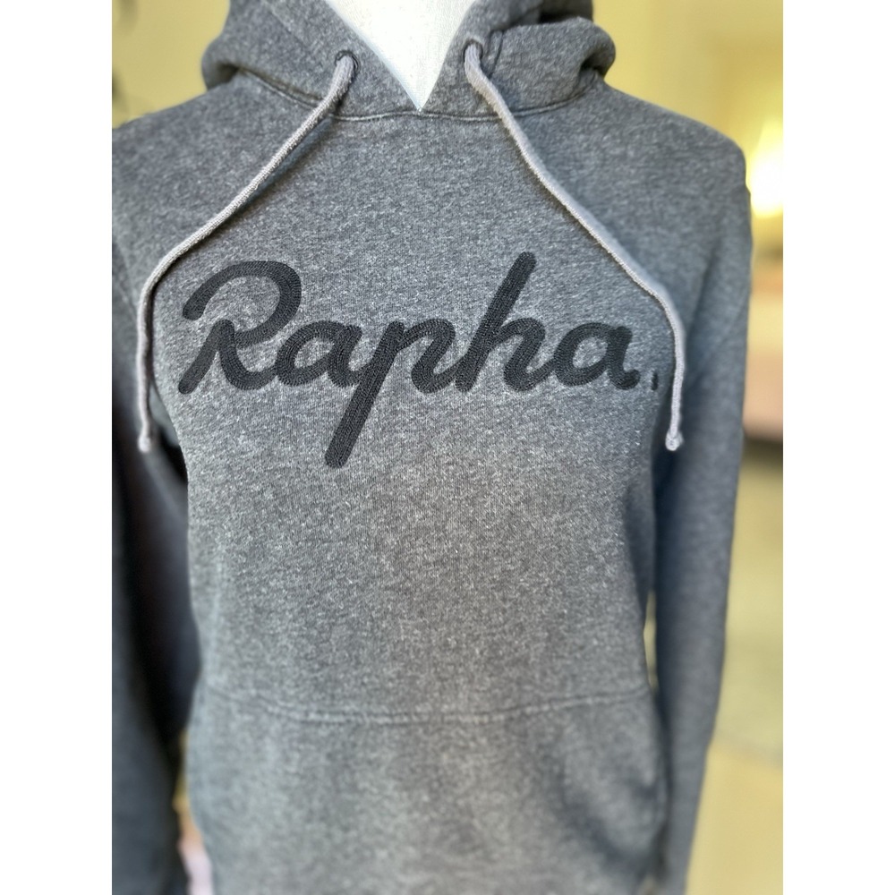 Rapha Logo Men Hoodie Charcoal Gray Sweatshirt XS Shoulder 18" Length 23" Pullov